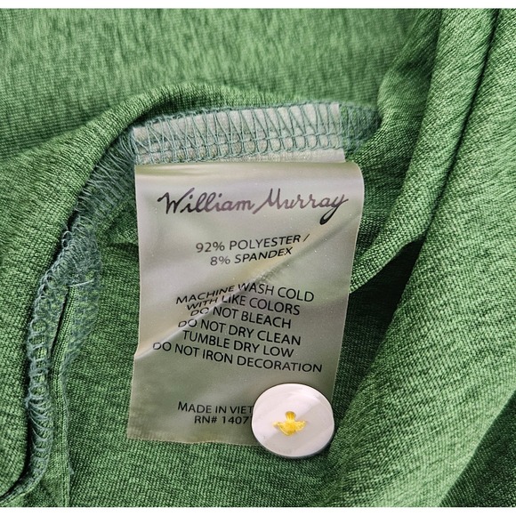 William Murray Golf Polo Shirt XL Green Plaid Collar Athletic Stretch - Picture 6 of 7